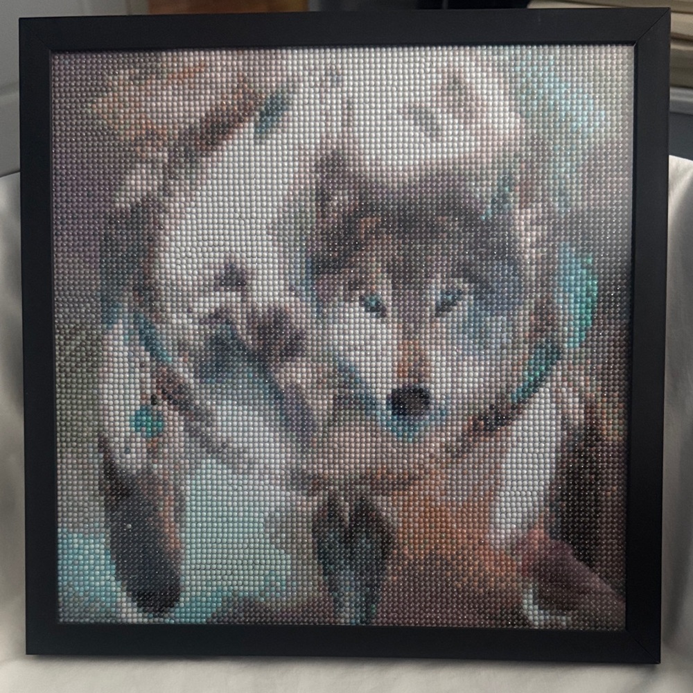 Framed Wolf Dreamcatcher Diamond Art Painting NWOT